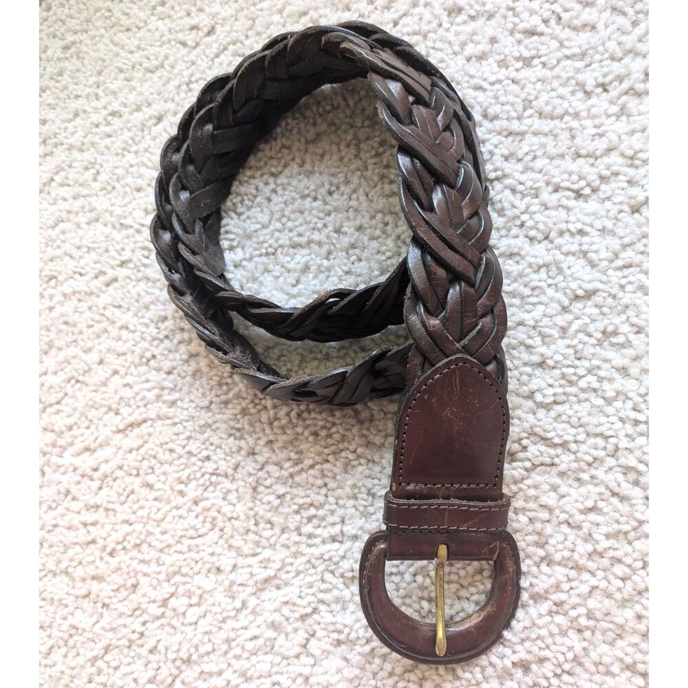VTG Coach Brown Braided Belt with Gold Hardware Sz L